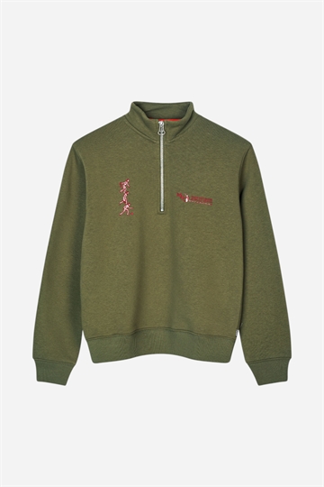 Mads Nørgaard Mix Sweat Crewie Half Zip - Kalamata